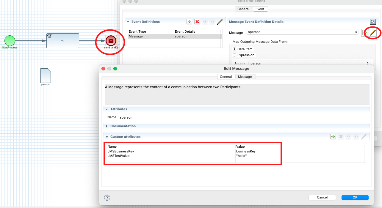 Configure JMS properties on message event