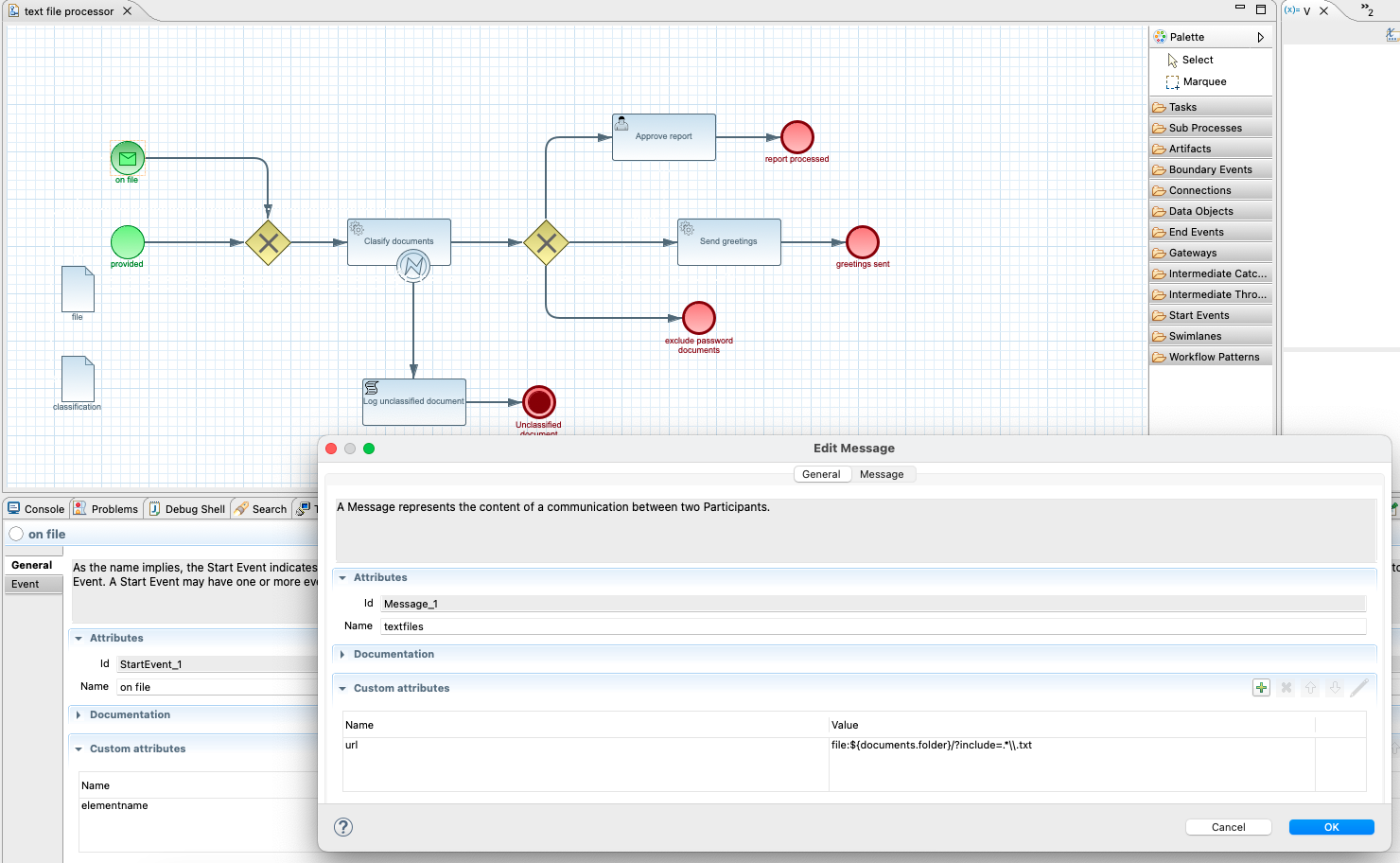 Start workflow based on incomin file watched by Camel